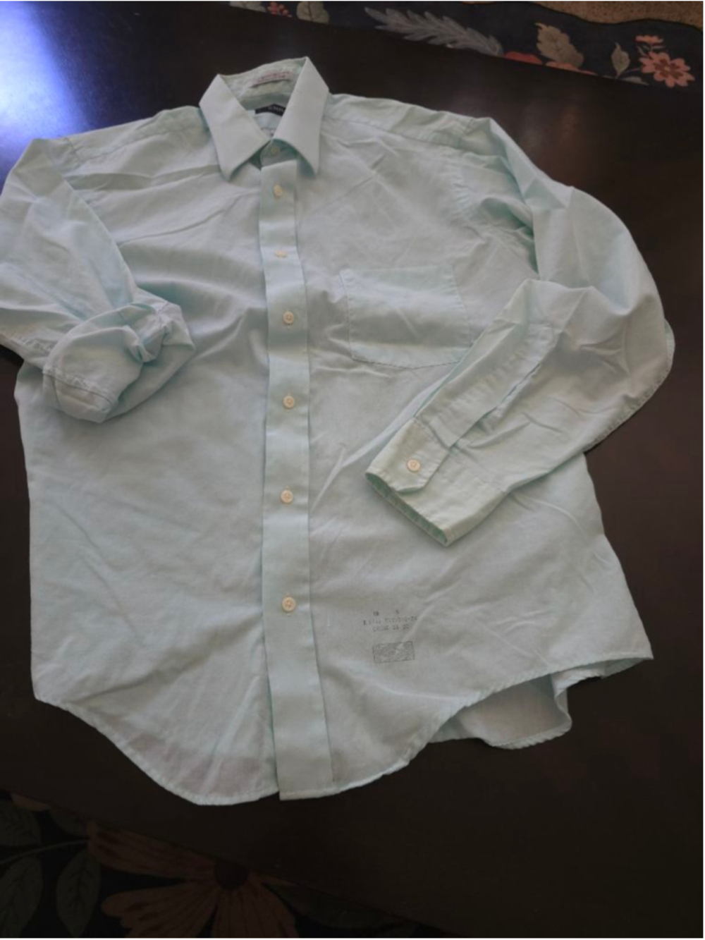 Vintage Men's ENRO Lightweight Pale Sky Blue Dress Shirt Neck 16 Pastel Summer
